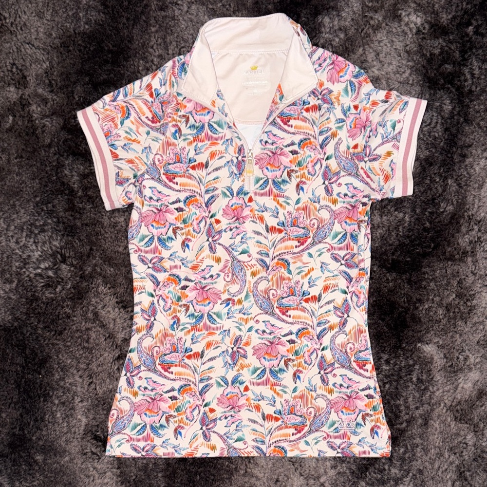 Floral Print Kastel Denmark 1/4 zip performance top